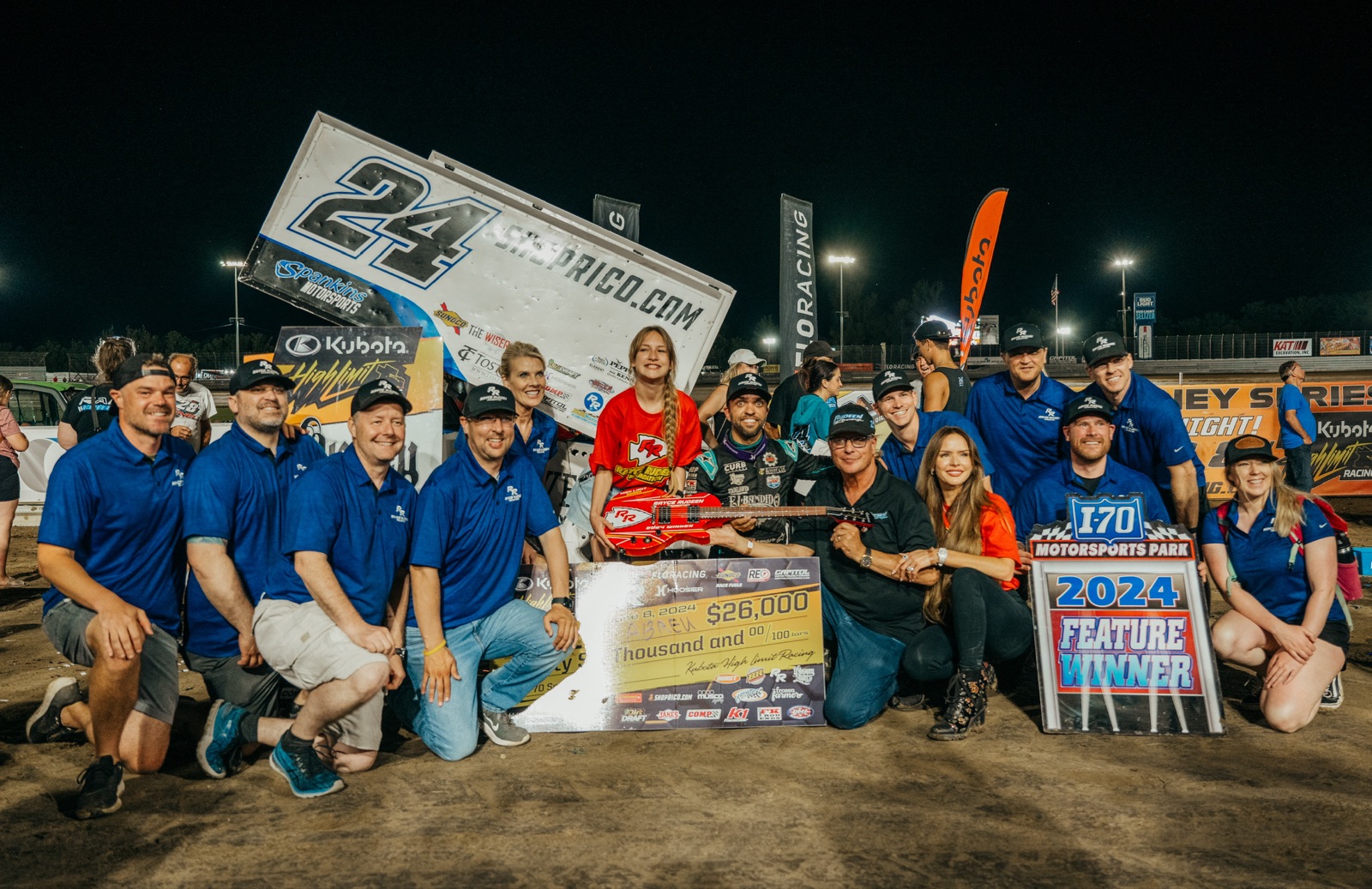 Rico Abreu and the Rayce Rudeen Foundation team in victory lane at I-70 Motorsports Park, 2024